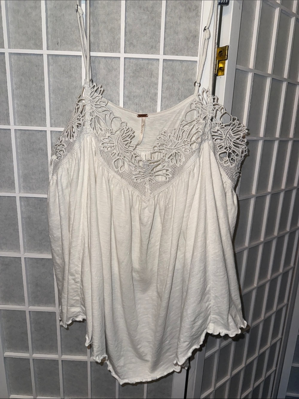 Free People Kayla Flowy Crochet Detail Tank Size L
